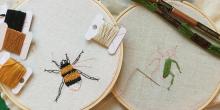 embroider of a bee and beetle 